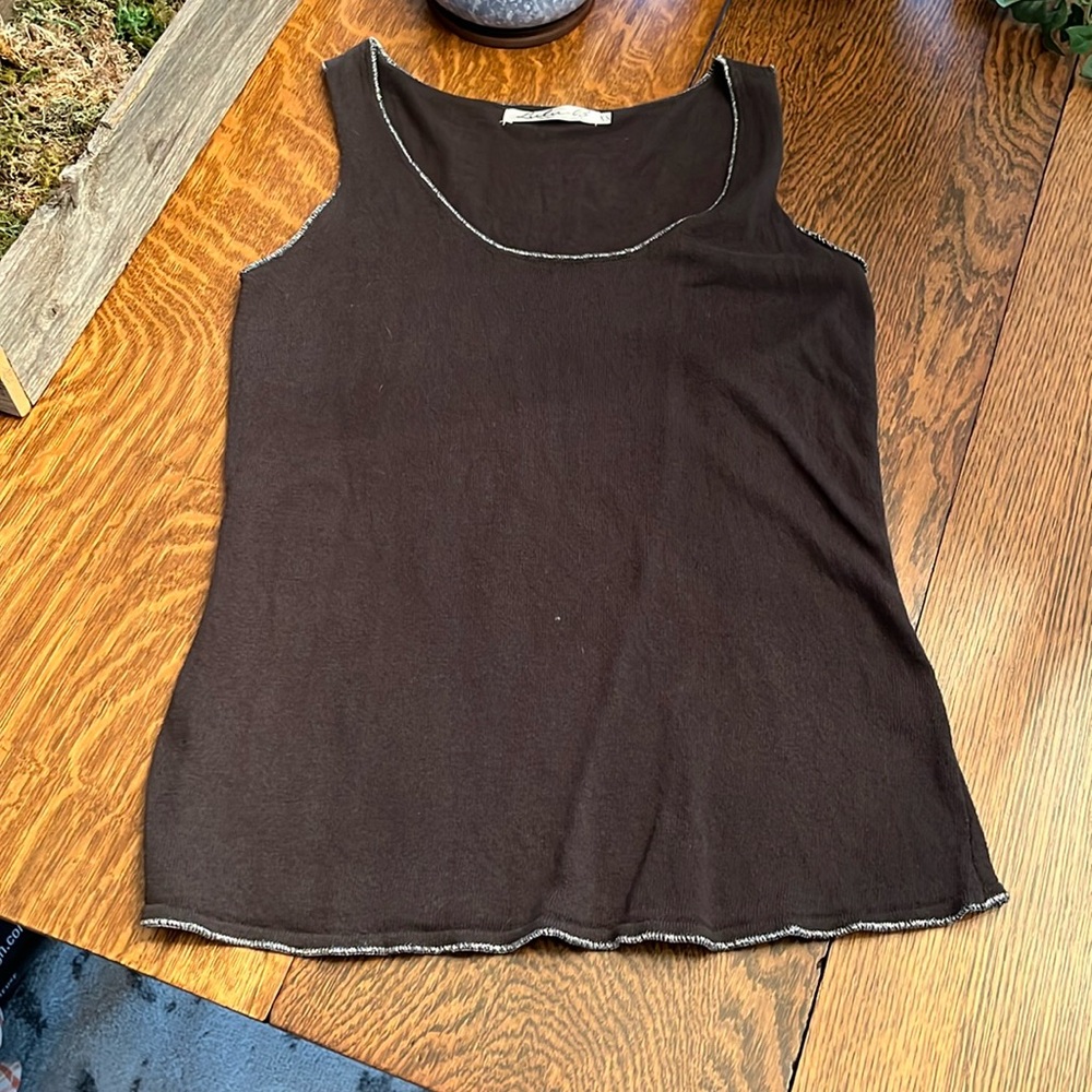Lulu-B Sleeveless Sweater w Silver Trim